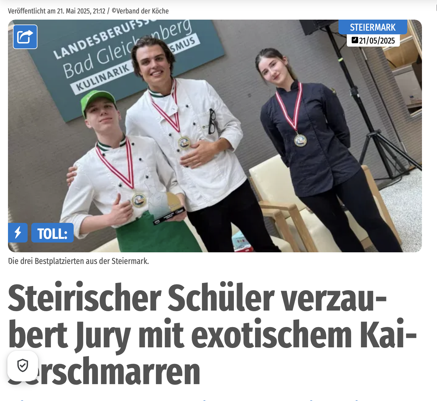 Steirischer Schüler verzaubert Jury mit exotischem Kaiserschmarren 21.05.2025